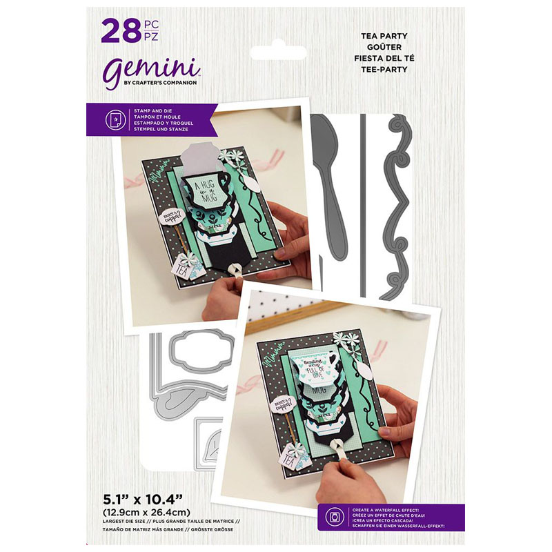 (image for) Gemini Cutting Die & Stamp Set, Waterfall Cards - Tea Party